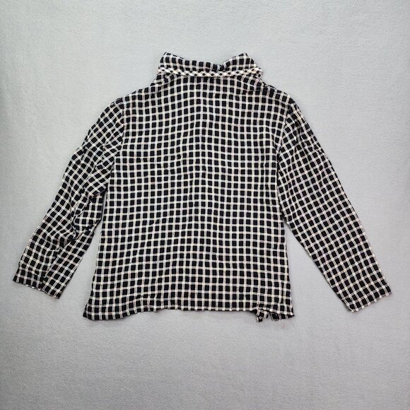 Vintage Addiction Button Up Blouse Women's Large Black Plaid Long Sleeve Top - Picture 11 of 11